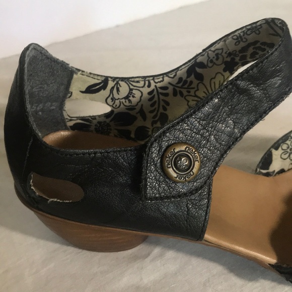 “RIEKER” Blue Leather Studded Heeled Mary Janes. - Picture 8 of 14